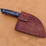 Custom Handmade Full Tang Hand Forged Serbian Cleaver Meat Cleaver Knife With Leather Sheath Butcher Knife (Nakiri Knife-65)