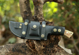 Handmade Outdoor Camping Tracker Knives Stainless Steel with Wood Handle and Leather Sheath D2 Blade for Hunting (Tracker Knife-12)