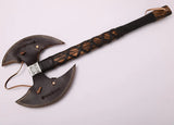 Steel Craft International Double-Head Damascus Steel Axe Industrial Grade Sharp Wooden Handle Viking Style (Double Head Axe-3)