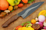 Handmade High Carbon Steel Etching on Blade Kitchen Chef Knife With Premium Leather Sheath (Chef Knife-3)