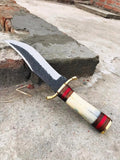Handmade Fixed Blade Knife with Sheath for Outdoor Survival Camping Fishing Hunting Knives Carbon Steel Blade Bone Handle(Bowie Knife-29)