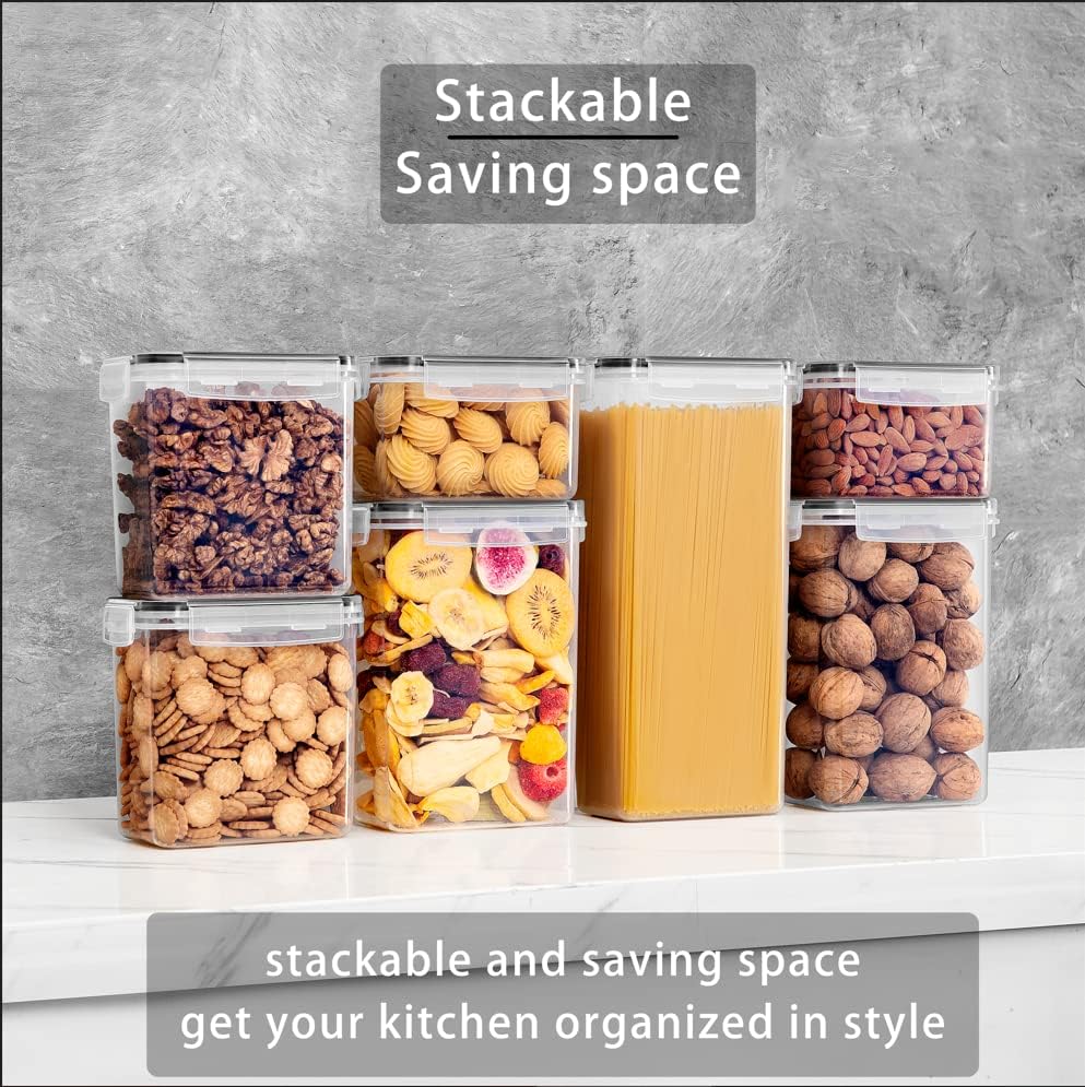 Feshory 42 Pack Airtight Food Storage Container Set - Pantry Storage Containers Organiser & Cereal Storage Containers for Kitchen Storage & Organisation with 100% Leak Proof Lids