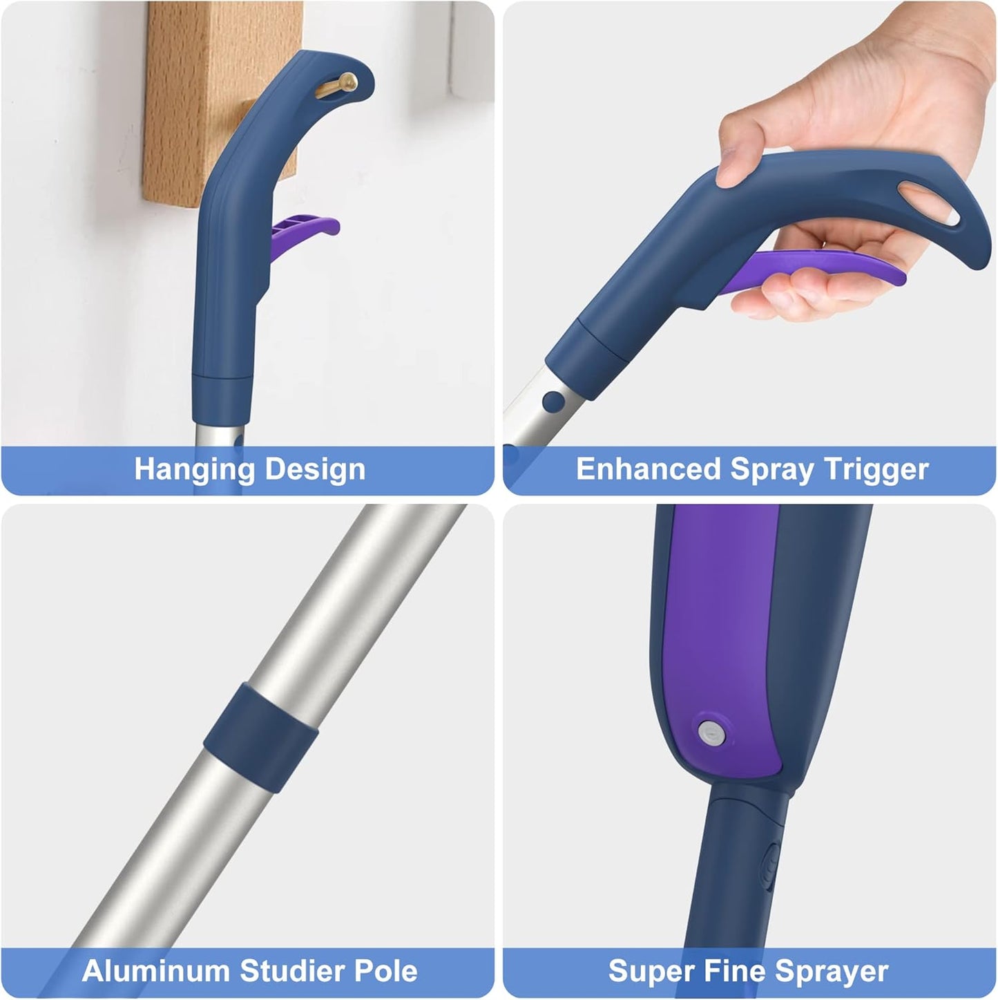 Spray Mops Wet Dry Mops for Floor Cleaning - MEXERRIS Microfiber Hardwood Floor Mop with Spray Dust Flat Mop with 2 Bottle 4 Pads for Cleaning Laminate Wood Vinyl Tiles Hardwood