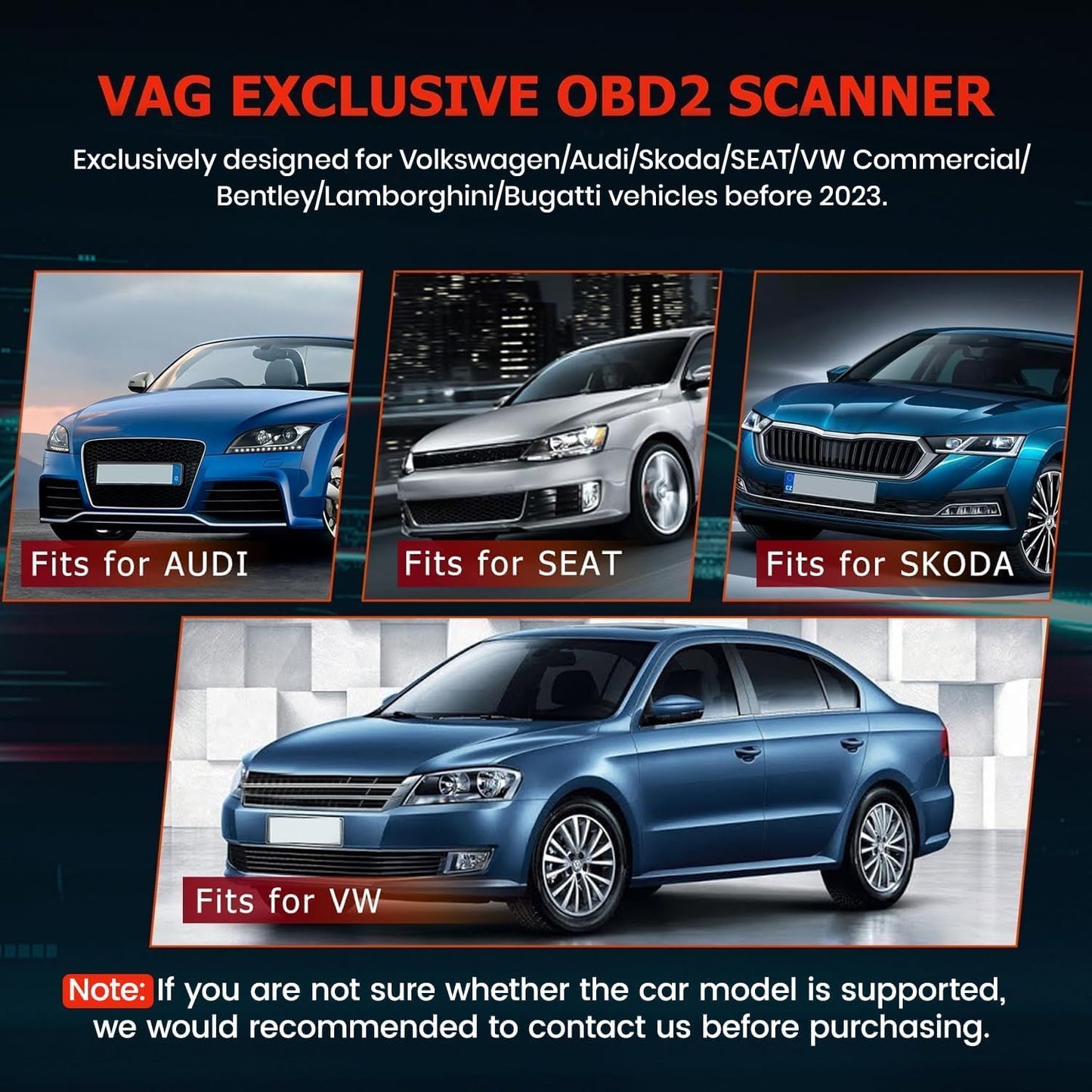 ANCEL VD700 Full Systems OBD2 Scanner Diagnostic Tool for Volkswagen VW Audi Skoda Seat, ABS Transmission SRS System Faults Diagnosis for VAG Vehicles with Battery Registration, DPF Oil EPB TPMS Reset