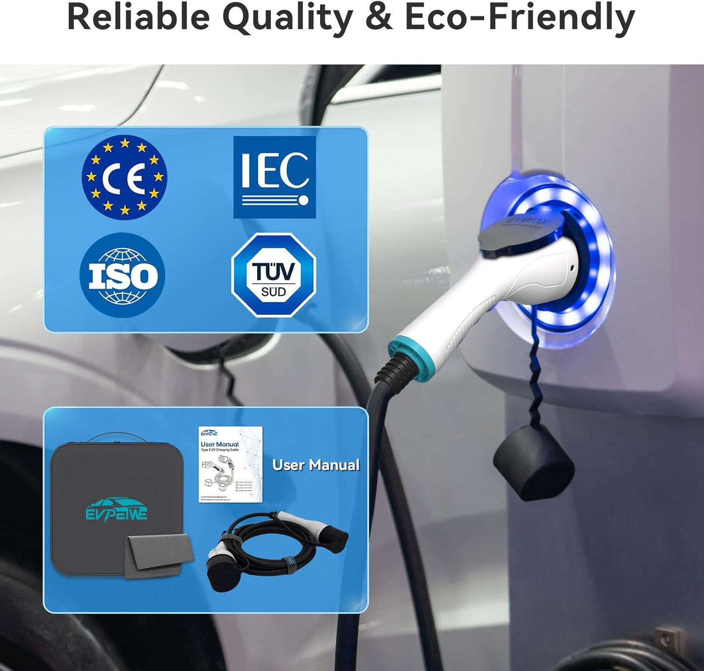 5M 22kW 32A Type 2 to Type 2 EV Charging Cable | 480V | 3 Phase | IP55 | RCM Certified | Compatible with All IEC 62196-2 EVs & PHEVs