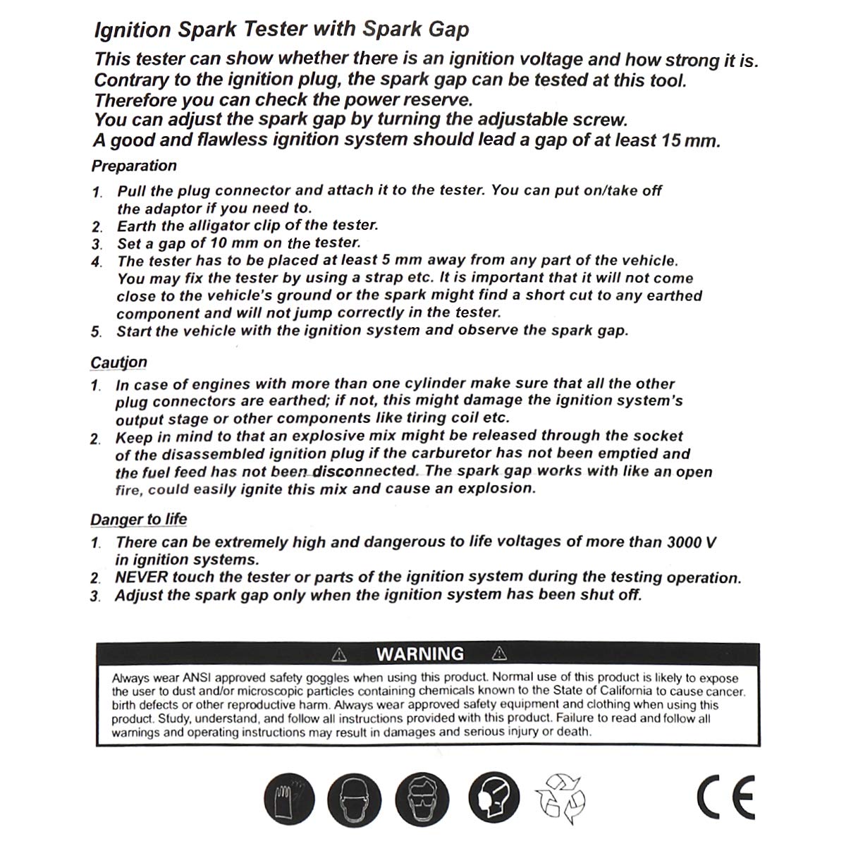 OriGlam Spark Plug Tester, Adjustable Ignition System Coil Tester, Coil-on Plug Ignition Spark Circuit Tester, Autos Diagnostic Test Tool