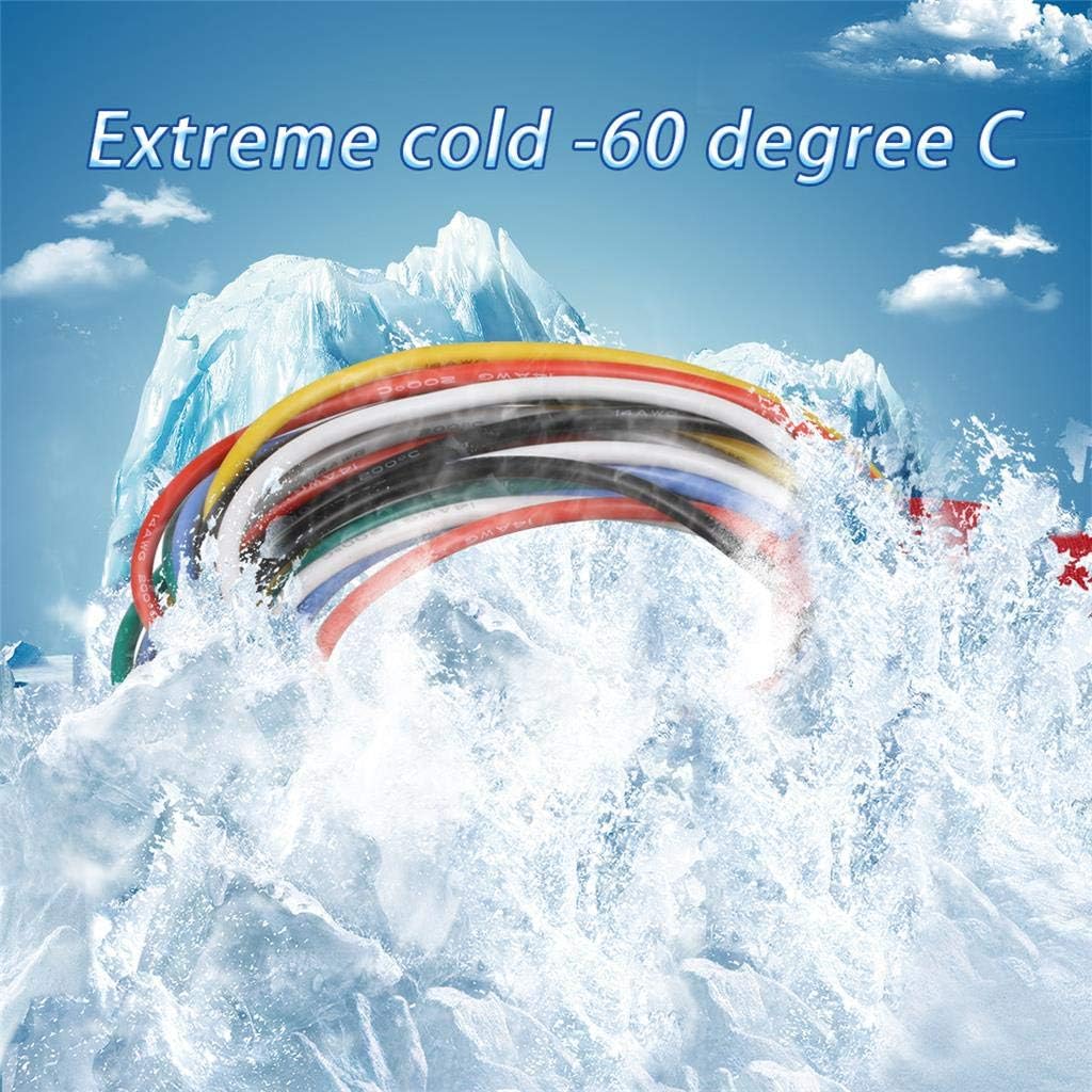 14 Gauge Silicone Wire Kit Ultra Flexible 7 Color High Resistant 600V 200 deg C Silicone Rubber Insulation 14 AWG Silicone Wire 400 Strands of Tinned Copper Wire Stranded Wire Cable