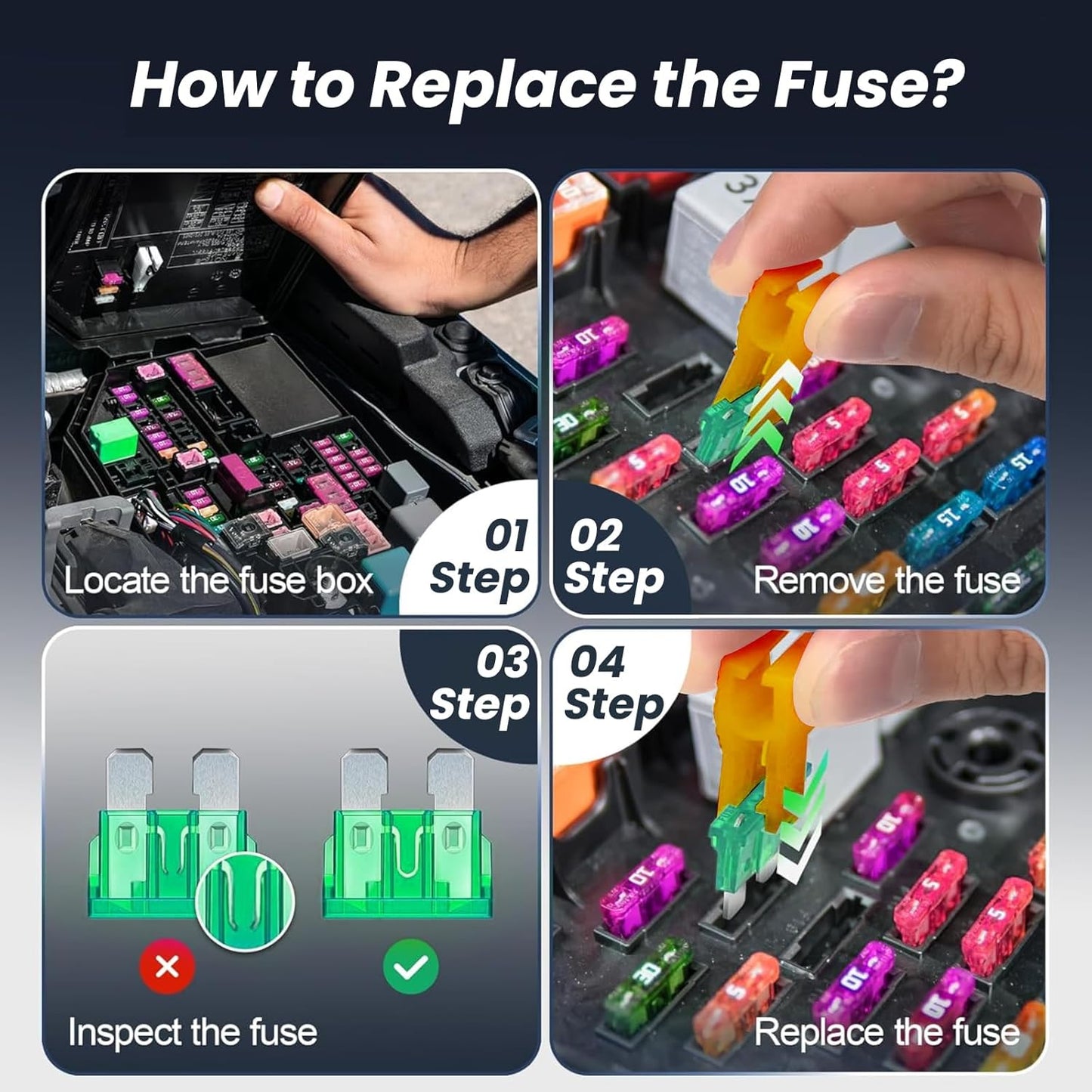 Car Fuses Kit - 420pcs Automotive Fuse Assortment, Auto Blade Fuse Assorted Set - 2A 3A 5A 7.5A 10A 15A 20A 25A 30A 35A 40A, Replacement Tool for Boat Motorcycle RV Trike SUV Marine Truck