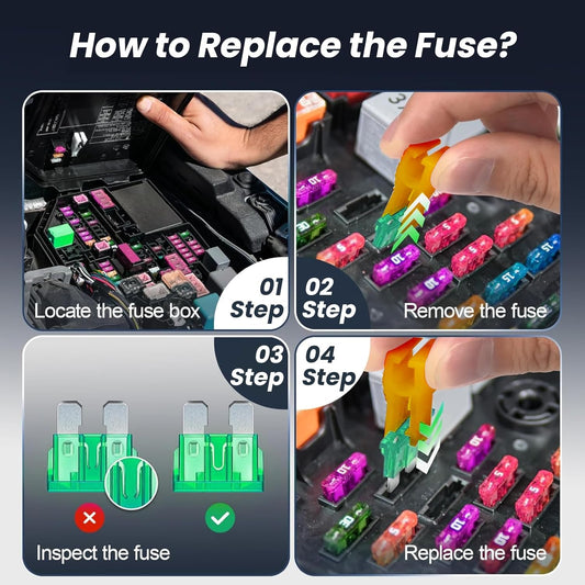 Car Fuses Kit - 420pcs Automotive Fuse Assortment, Auto Blade Fuse Assorted Set - 2A 3A 5A 7.5A 10A 15A 20A 25A 30A 35A 40A, Replacement Tool for Boat Motorcycle RV Trike SUV Marine Truck