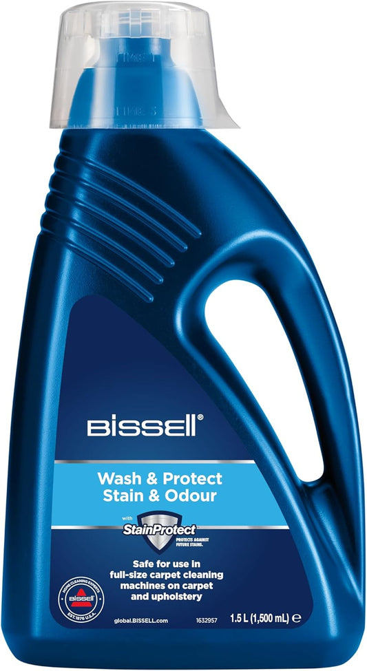 BISSELL Formula Wash & Protect Detergent | Removes Stains & Freshens | For Your Upholstery, Carpets & Carpets | 1.5 Litres | Compatible with ProHeat, StainPro & Big Green Series | 1086N