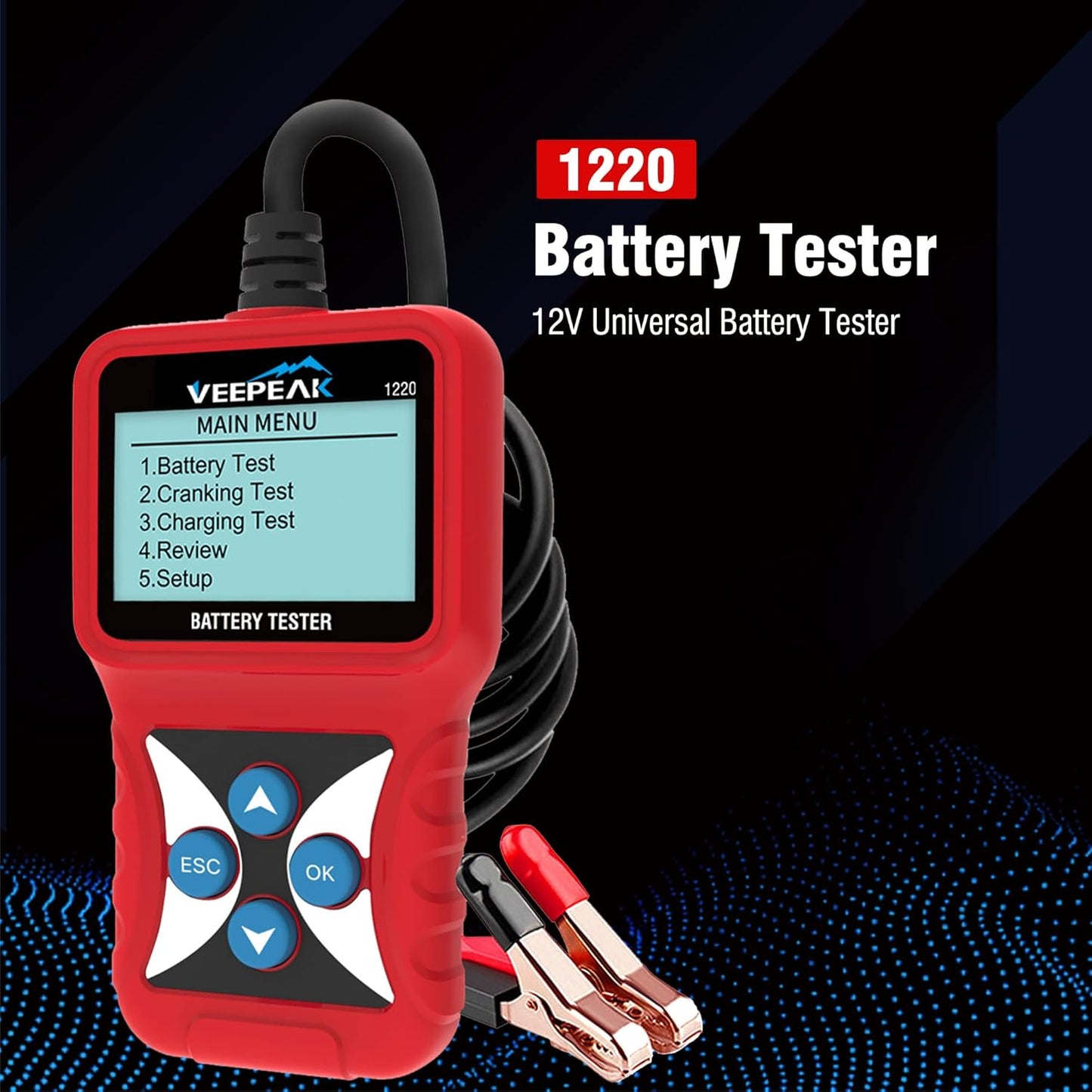 Veepeak 12V Car Battery Tester, Automotive 100-2000 CCA Digital Battery Load Tester Alternator Analyzer Vehicle Charging & Cranking System Checker for Cars Trucks Motorcycles Boats ATVs