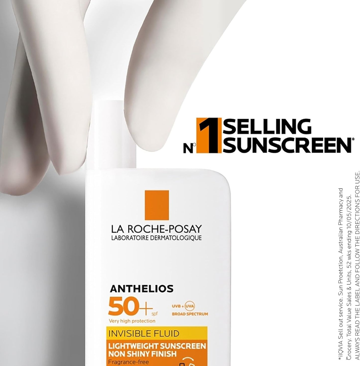 La Roche-Posay Sunscreen Lotion, Ultra-Light Fluid, Water Resistant, Invisible Fluid With SPF 50+, Non-Perfumed, Anthelios XL, 50ml