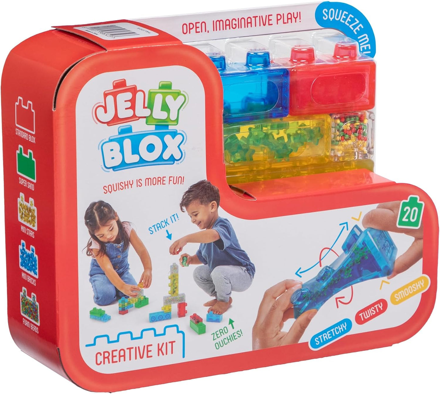 Jelly Blox Creative Kit - 20 Sensory Building Blocks for Toddlers & Preschoolers, Squishy, Stretchy, Safe, Fun & Developmental Play, Ages 2+