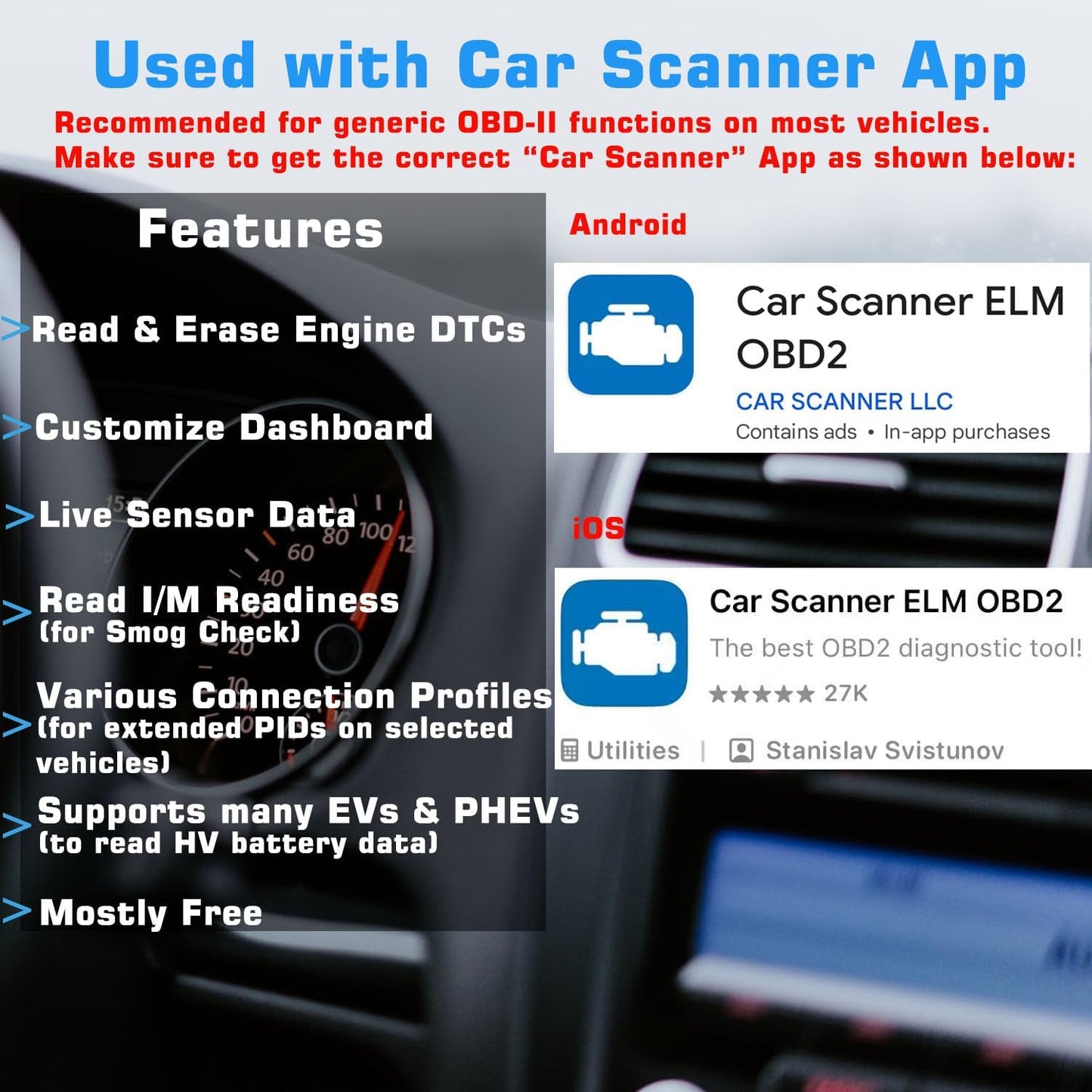Veepeak OBDCheck BLE Bluetooth OBD II Scanner Adapter Dongle Auto Check Engine Code Reader Diagnostic Scan Tool for iOS & Android