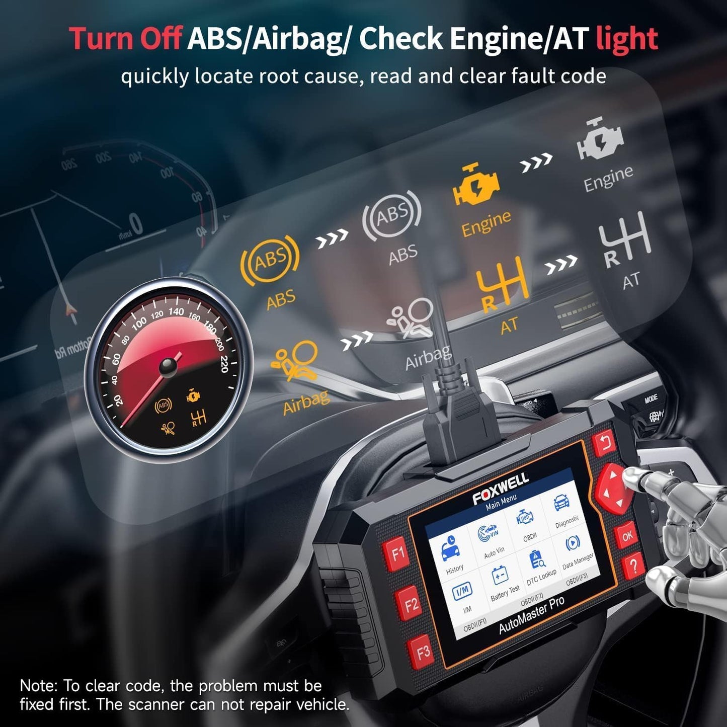 FOXWELL Car Scanner NT604 Elite OBD2 Scanner ABS SRS Transmission, Check Engine Code Reader,Diagnostic Scan Tool with SRS Scanner, Car Diagnostic Scanner for All Cars with Battery Test