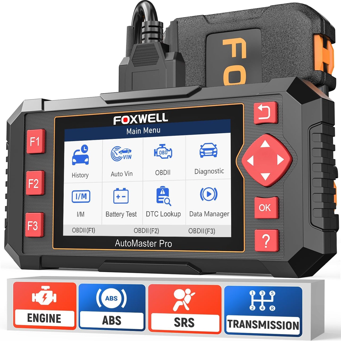 FOXWELL Car Scanner NT604 Elite OBD2 Scanner ABS SRS Transmission, Check Engine Code Reader,Diagnostic Scan Tool with SRS Scanner, Car Diagnostic Scanner for All Cars with Battery Test