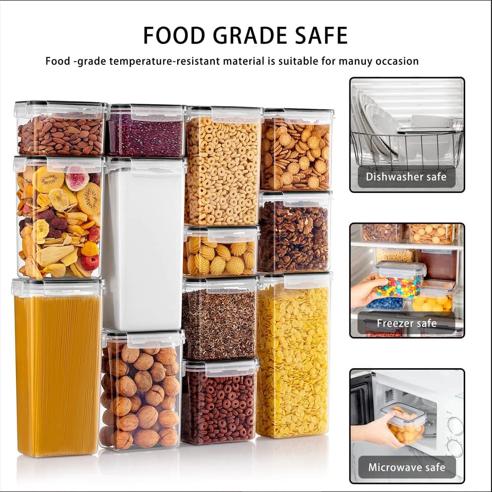 Feshory 42 Pack Airtight Food Storage Container Set - Pantry Storage Containers Organiser & Cereal Storage Containers for Kitchen Storage & Organisation with 100% Leak Proof Lids