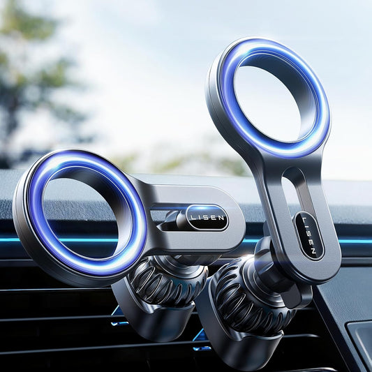 LISEN for MagSafe Car Mount, 2026 Magnetic Phone Holder Car [360° Adjustable No Block Air Vent] Car Phone Holder Strong Magnet, Easily Install Fit for iPhone 17e 17 Pro Max Air 16 15 14, Pixel 10 Pro