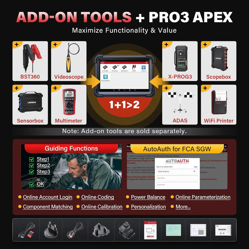 LAUNCH X431 PRO3 APEX OBD2 scanner, wireless diagnostic tool with DBScar VII, online coding, CANFD DoIP, 55+ services, AutoAuth FCA SGW
