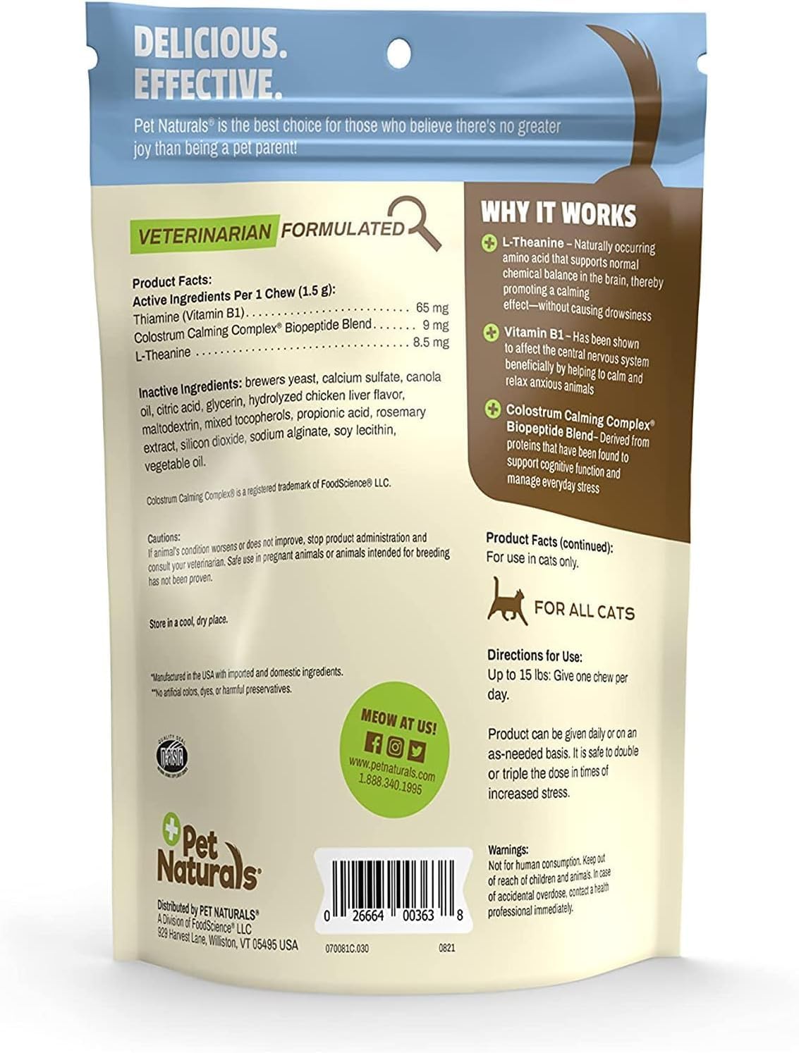 Pet Naturals Calming Chews for Cats, 30 Chews - Behavioral Support and Anxiety Relief for Travel, Boarding, Vet Visits and High Stress Situations