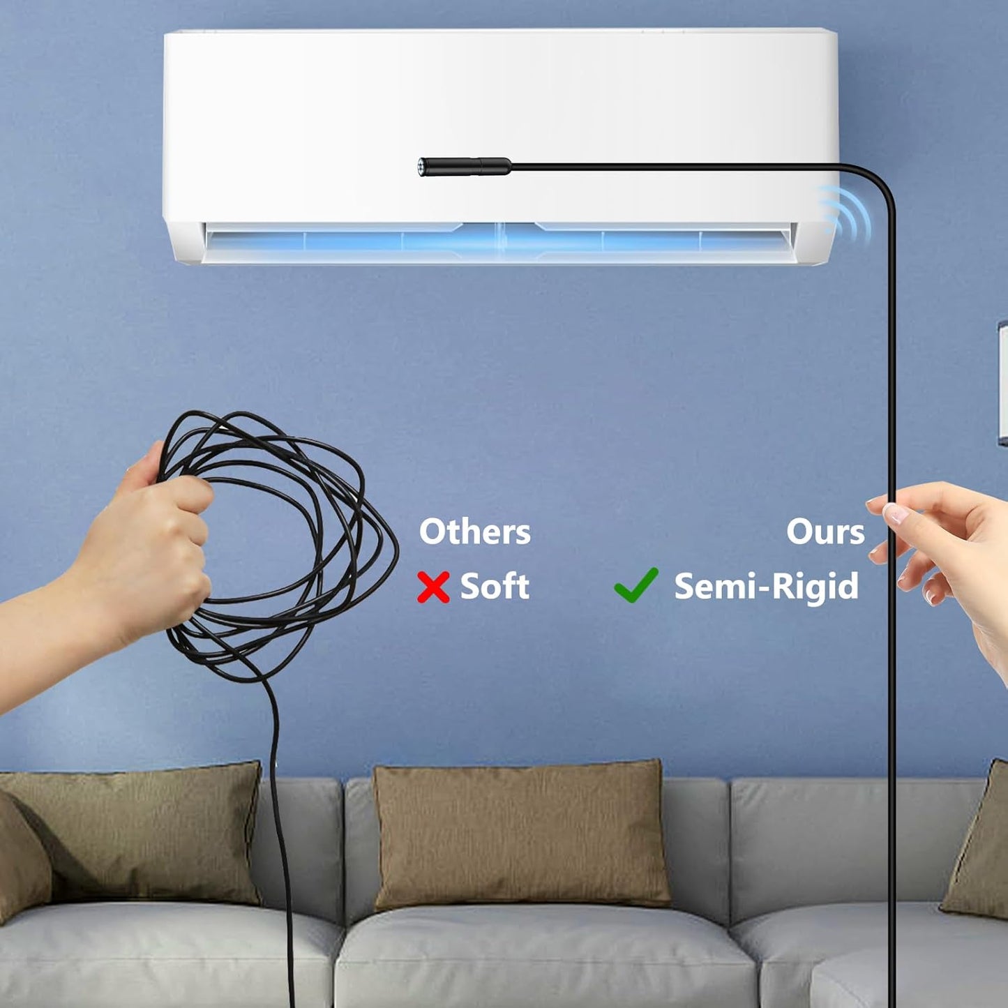 Endoscope Inspection Camera, 1920P Flexible Rigid Endoscope, 8 LED Borescope, USB No WiFi Snake Camera, Waterproof IP67 Tube Sink Pipe Drain Cameras, for Android iOS iPhone iPad Samsung,16.5FT