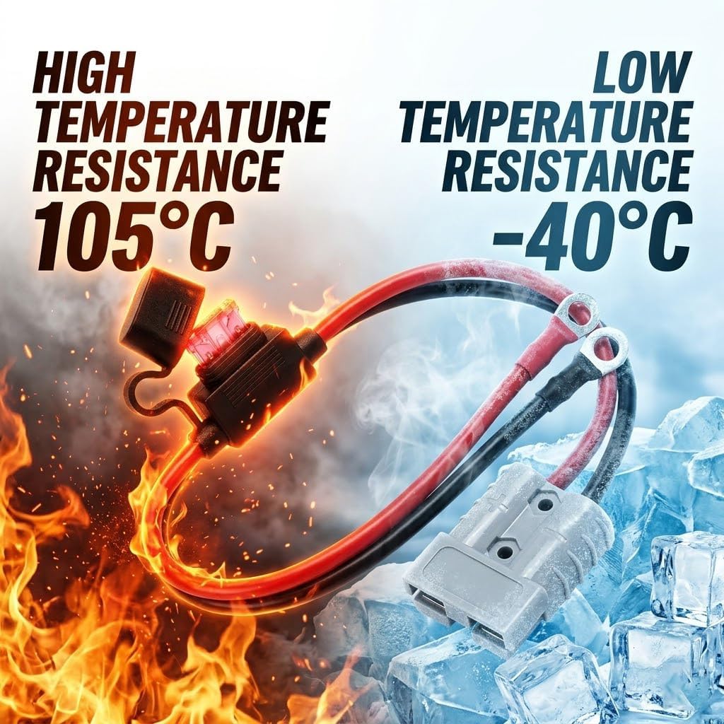 2PCS Fused Anderson Plug Connector Lead 50amp Plug to 8mm Lugs, 10 B&S 60 amp Cable Lead 250 mm