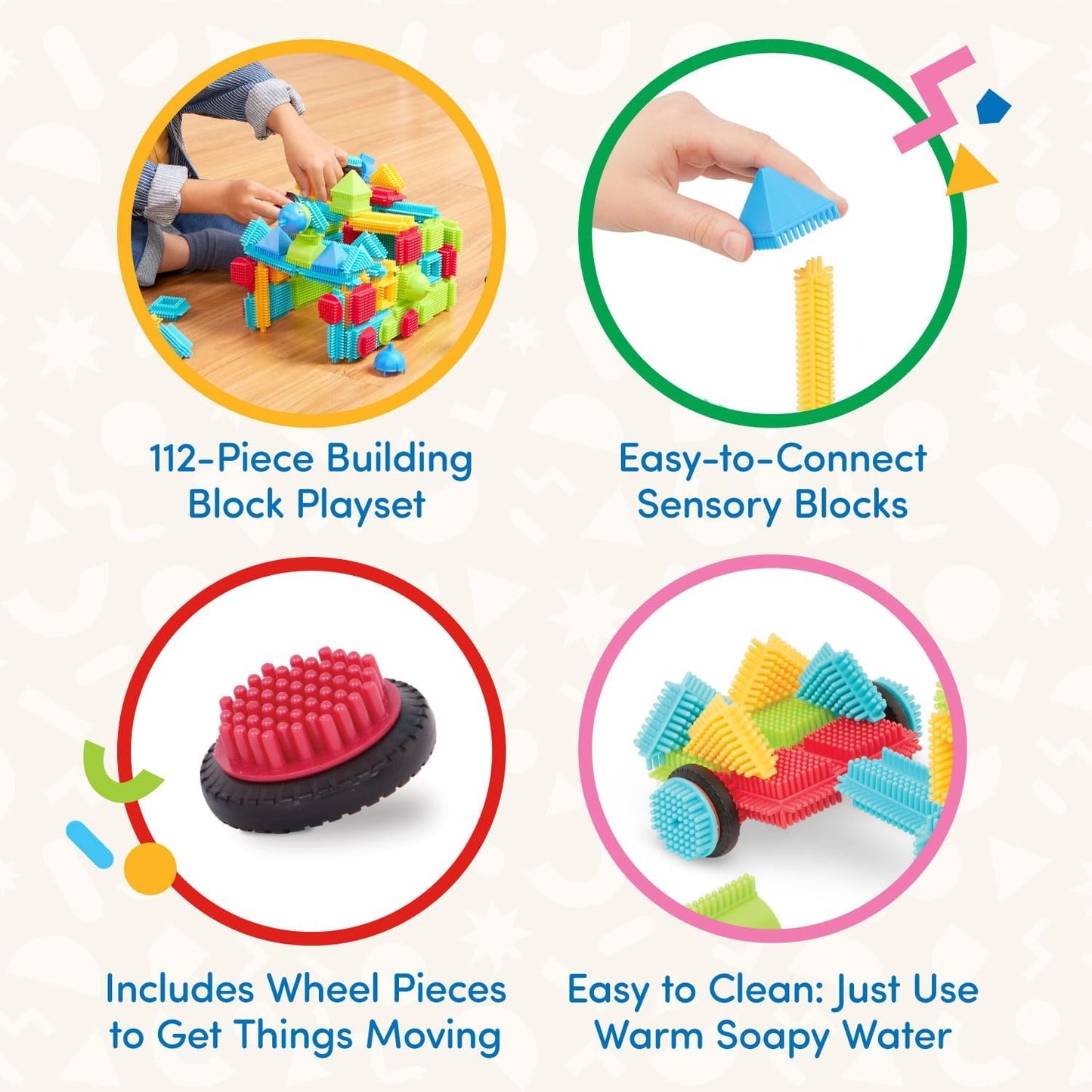 Battat – Bristle Blocks – STEM Interlocking Building Blocks – 112 Pieces Playset – Developmental Toys for Toddlers & Kid – Basic Builder Set – 2+ Years