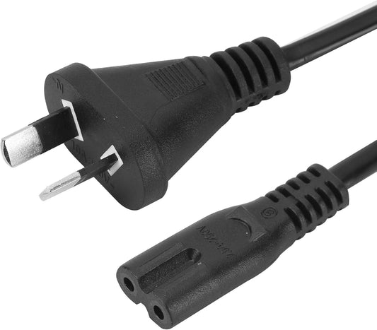 2m 2 Pin Core Figure 8 IEC-C7 AC Power Cord Cable Lead AU Plug (6.56ft) for Notebook, Laptop, Monitor, Camera, Charger, Printer, PS5,PS4 etc (Black)