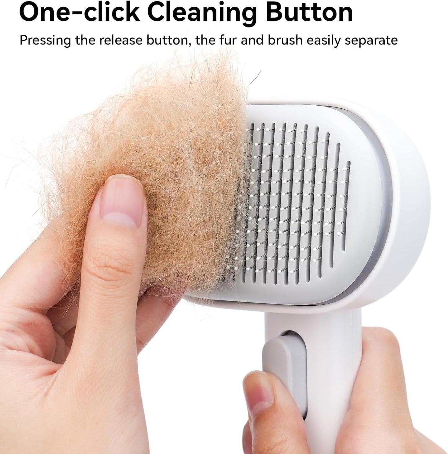 aumuca Cat Brush with Release Button, Cat Brushes for Indoor Cats Shedding, Cat Brush for Long or Short Haired Cats, Cat Grooming Brush Cat Comb for Kitten Rabbit Massage Removes Loose Fur, White