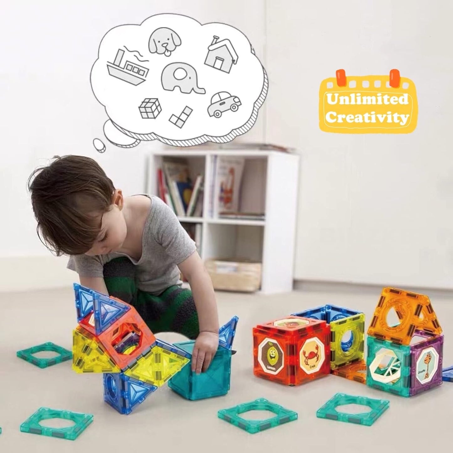 Light Magnetic Tiles Building Blocks for Kids,3D Clear Educational STEM Building Toys,Magnetic Marble Run Blocks Toys for Kids Ages 3 4 5 6 7 8 10+Year Old Boys Girls Creative Gift(110 PCS)