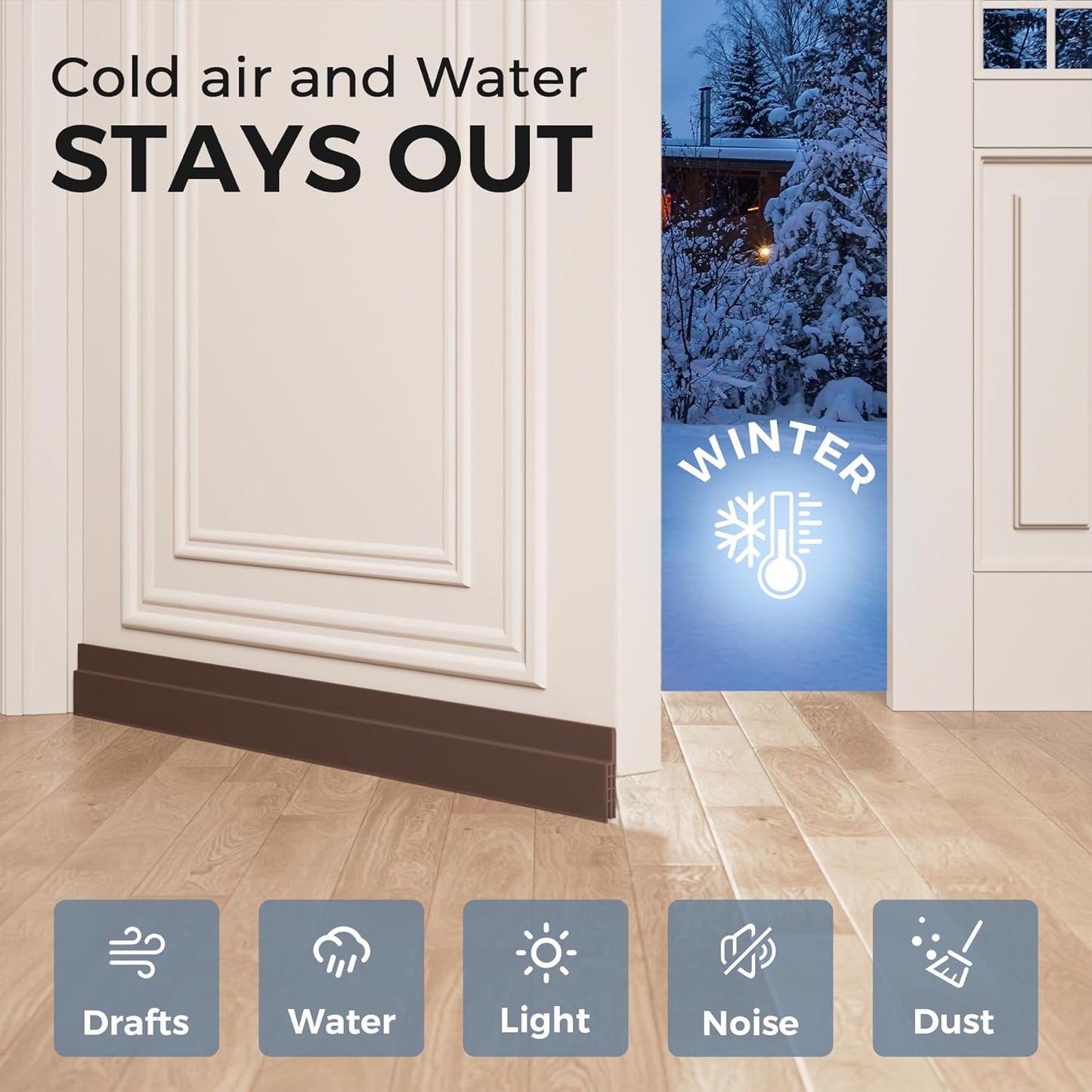 GroTheory 2 Pack Door Draft Stopper, Under Door Sweep for Exterior & Interior Doors, Weather Stripping Door Seal, Garage Window Blocker Noise Cold Air Insulation, Draft Guard Brown 2" W x 39" L