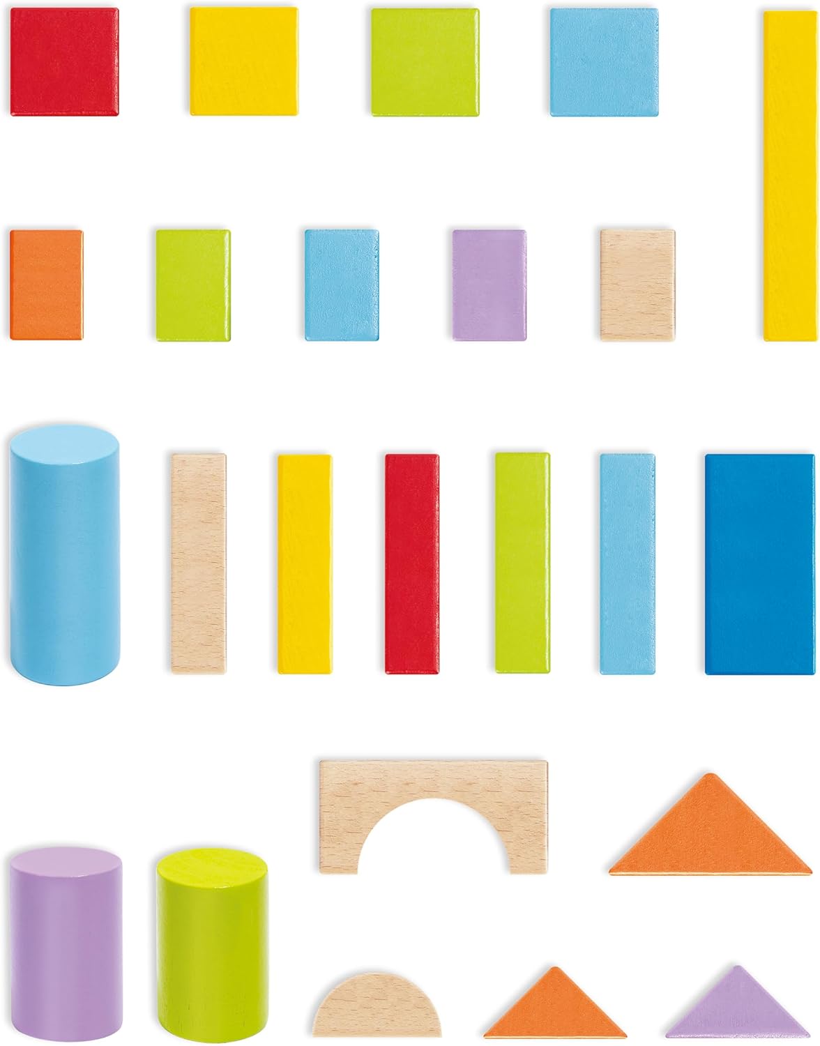 Hape Educational Wooden Beech Blocks Set – 101-Piece Toy for Babies and Toddlers 12+ Months – Shape, Colour and Creativity Development – Includes Sorting Lid and Storage Box