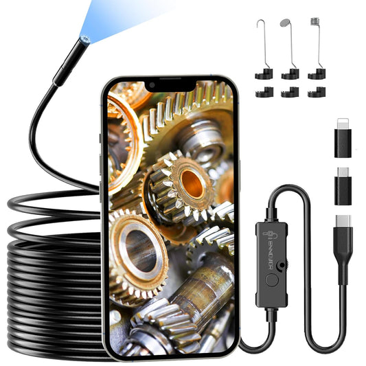 Endoscope Inspection Camera, 1920P Flexible Rigid Endoscope, 8 LED Borescope, USB No WiFi Snake Camera, Waterproof IP67 Tube Sink Pipe Drain Cameras, for Android iOS iPhone iPad Samsung,16.5FT