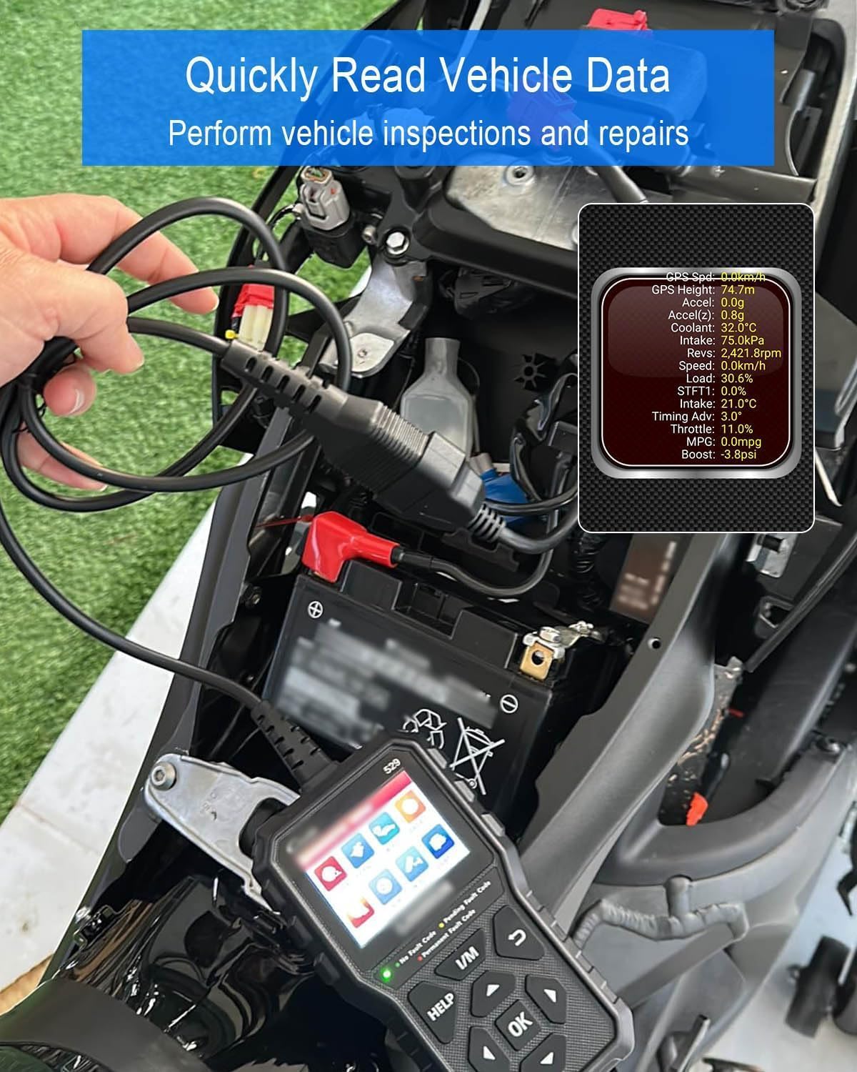 6 Pin OBD2 Adapter Cable Fit for Guzzi Kawasaki Suzuki Yamaha Harley Davidson Piaggio Vespa Motorcycle OBD Diagnostic Cable, Euro5 6-pin Connector