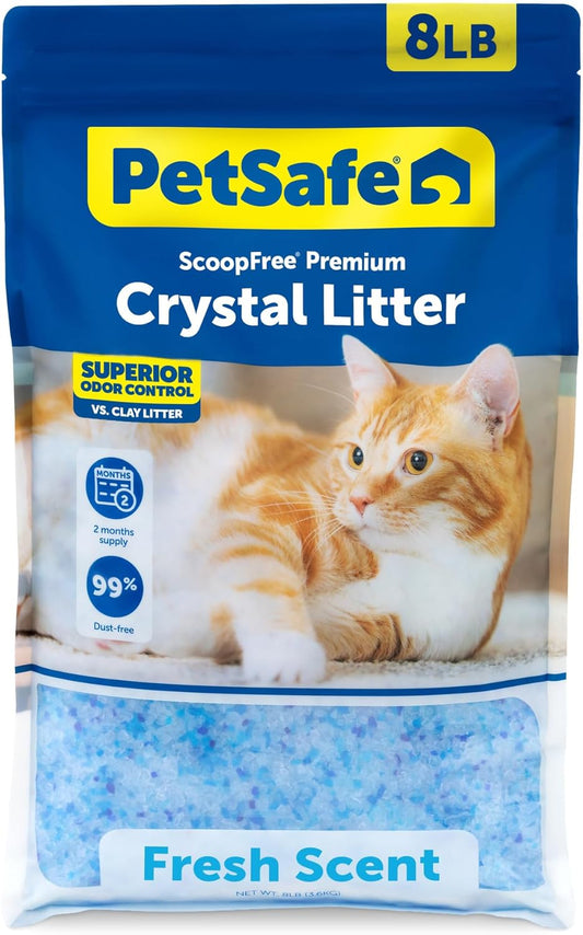 PetSafe ScoopFree Premium Fresh Scent Crystal Litter, Superior Odour Control, Absorbs 5X Better, Low Tracking for Less Mess, Lasts up to 2 Months, Lightly Scented (3.6 kg Bag)