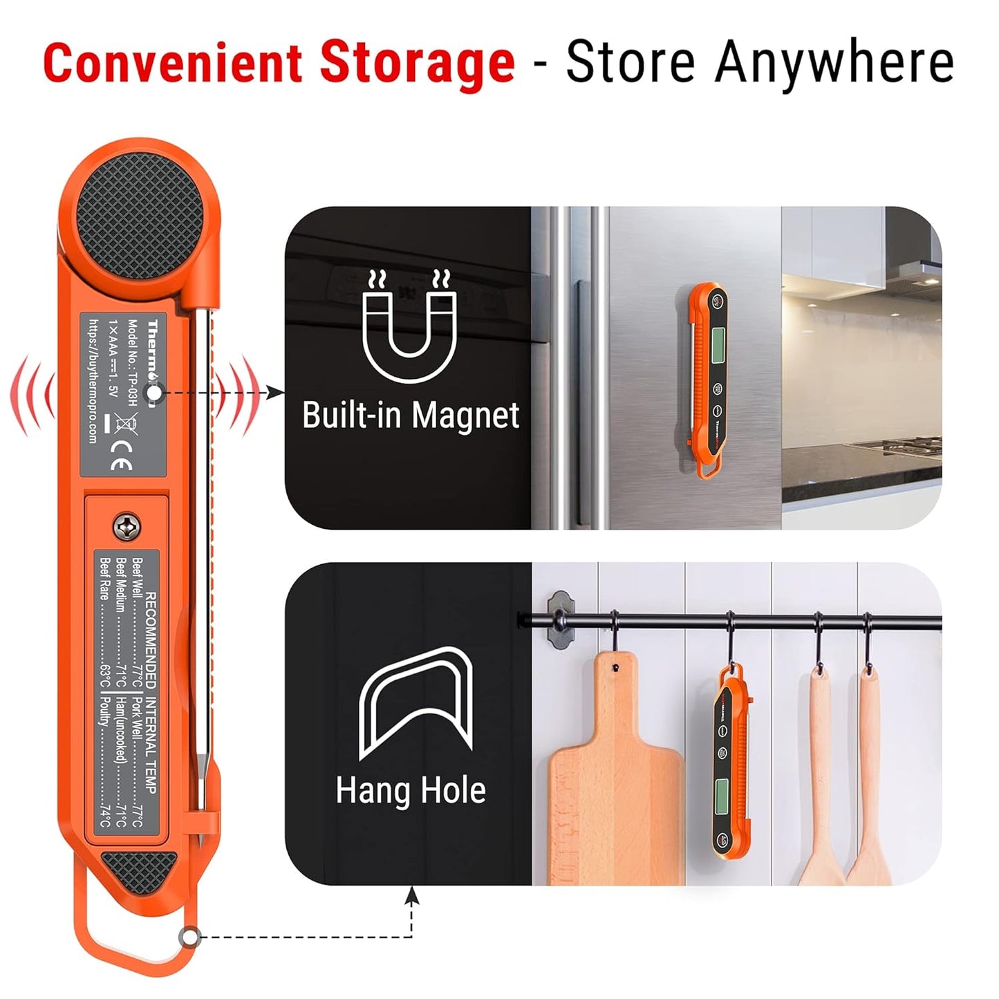 ThermoPro Digital Instant Read Meat Thermometer for Grilling Waterproof Kitchen Food Thermometer with Calibration & Backlight Smoker Oil Fry Candy Thermometer