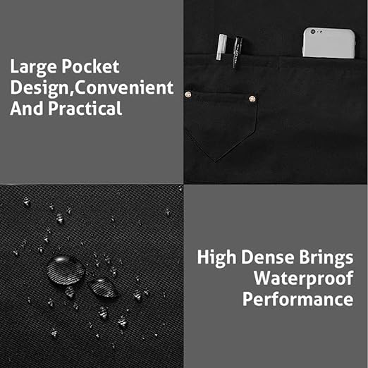 Apron, Unisex Bib Apron, Upgraded Waterproof Canvas, Adjustable, Multiple Large Pockets, Wear-Resistant for BBQ, Kitchen, Hairstylist, Waiters, Artists, Beauticians, Bar Shop