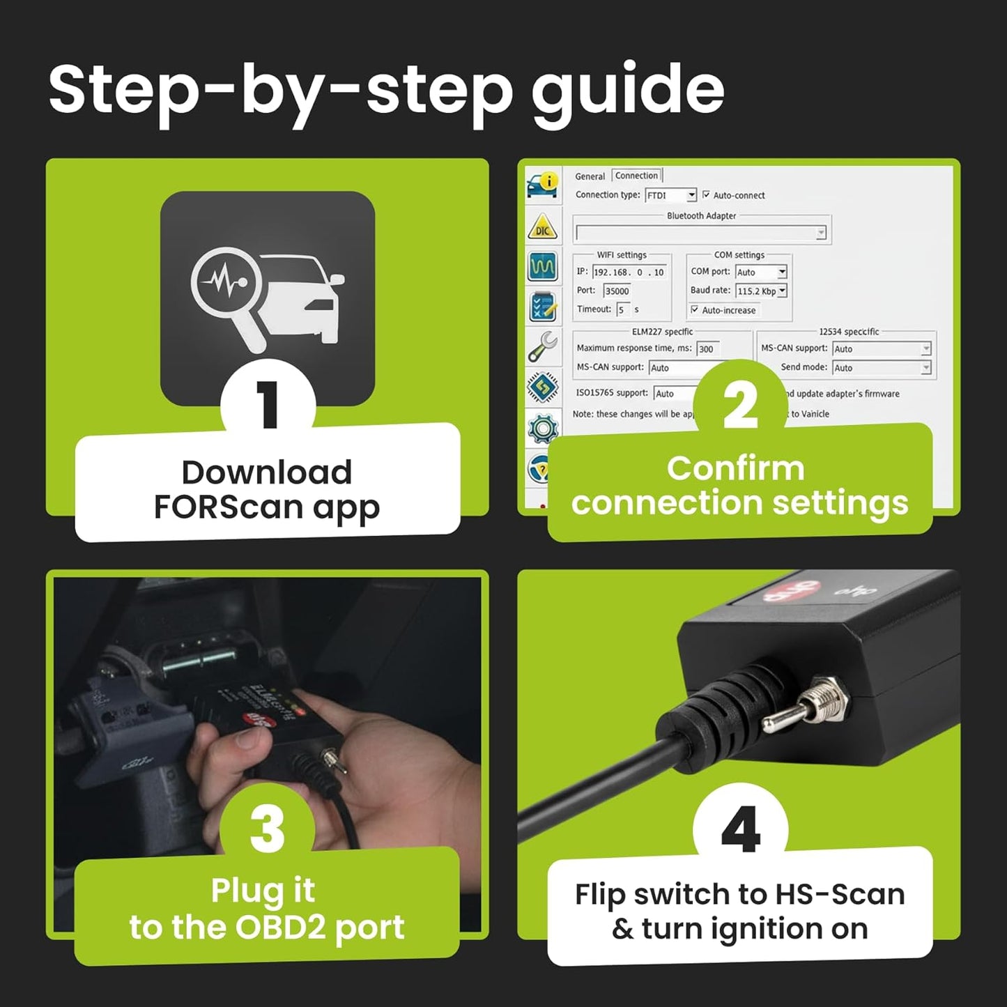 OHP ELMconfig FORS-CAN ELM327-based OBD2 to USB Programming Cable