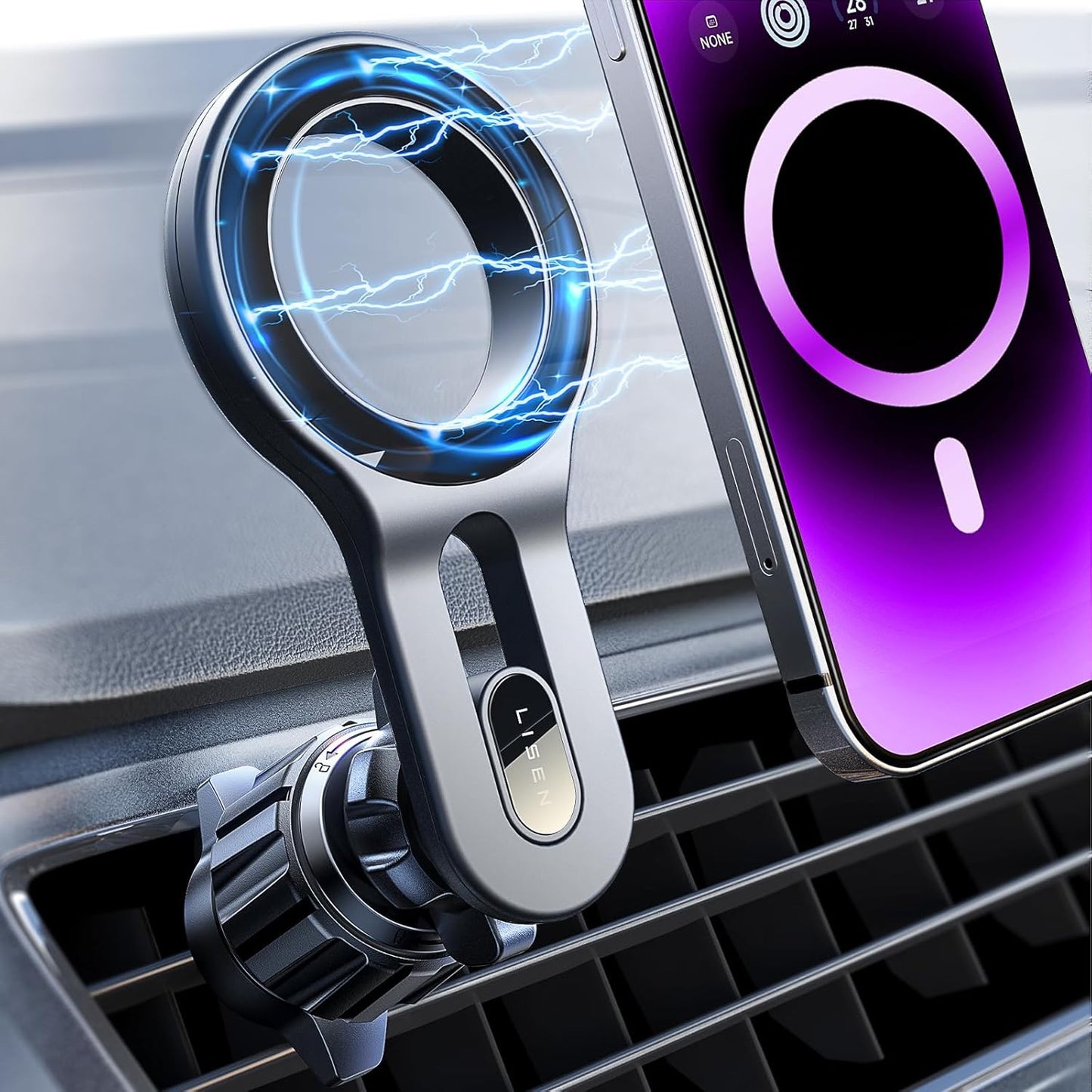 LISEN for MagSafe Car Mount, 2026 Magnetic Phone Holder Car [360° Adjustable No Block Air Vent] Car Phone Holder Strong Magnet, Easily Install Fit for iPhone 17e 17 Pro Max Air 16 15 14, Pixel 10 Pro