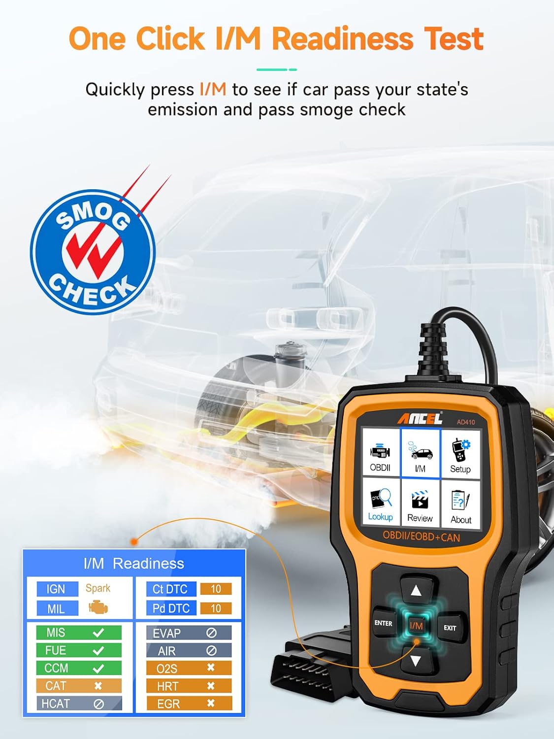 ANCEL AD410 Enhanced OBD2 Scanner Live Data Car Code Reader Clear Fault Codes Instantly, Automotive OBD 2 Fault Diagnostic Scan Tool for All OBDII Vehicles 1996+, Black/Yellow