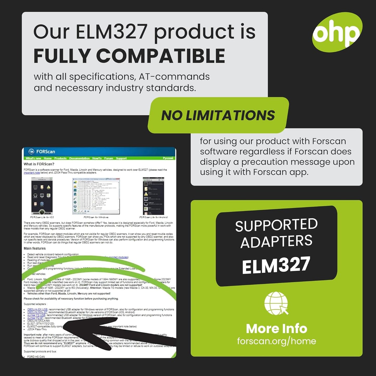 OHP ELMconfig FORS-CAN ELM327-based OBD2 to USB Programming Cable
