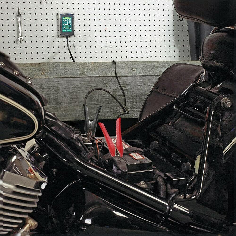 6V 12V 1.5A Car Motorcycle Battery Charger, 7-60Ah, 2-Pin, IP64, Desulfation, Bulk, Absorbtion, Float, Winter Mode, Reverse Polarity Protection