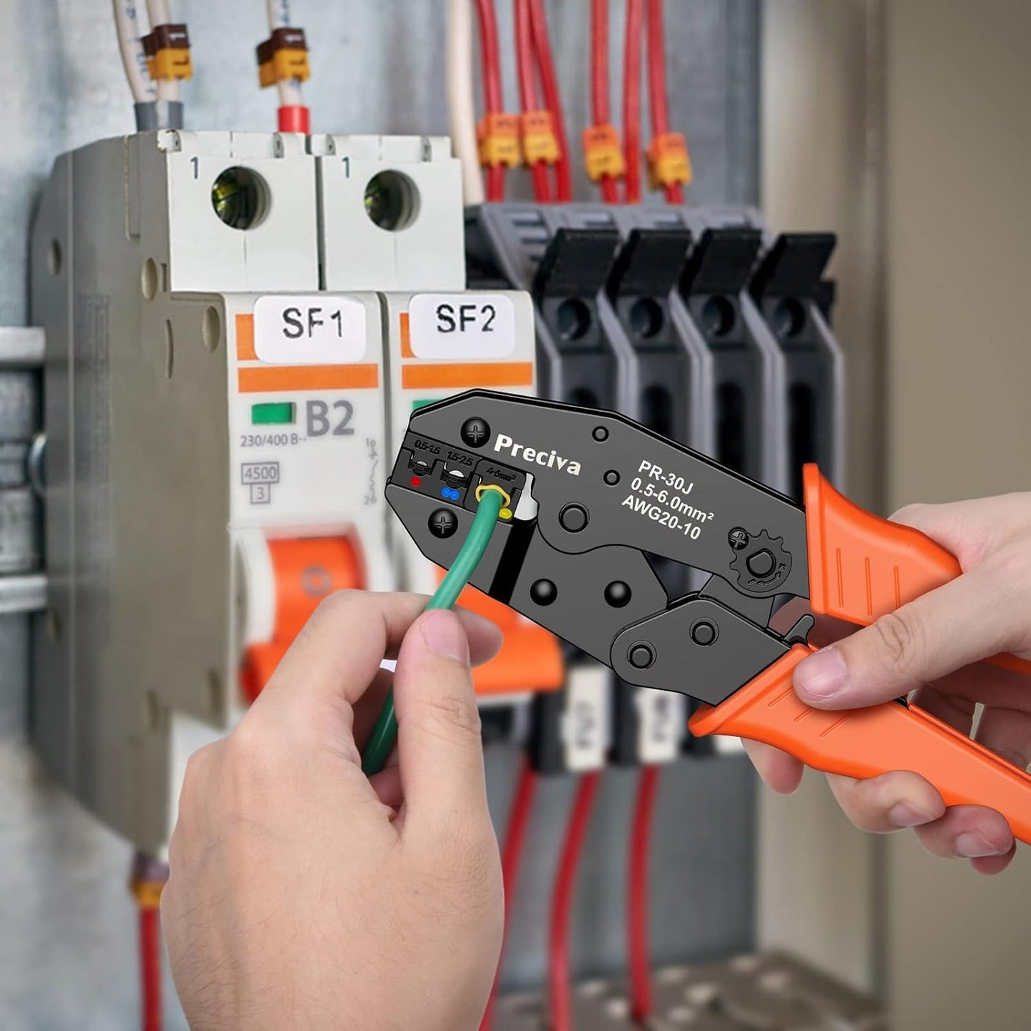 Preciva Crimping Pliers and Cable Lugs Set With 350 Pieces, Electrical Connector Crimp Connector Assortment 0.5-6 mm² for Insulated Cable Lugs