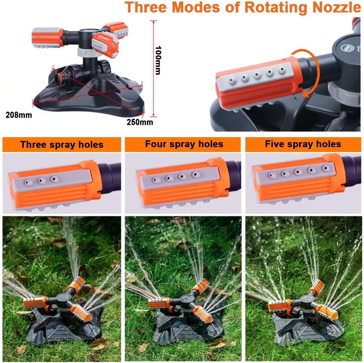 Lawn Garden Sprinkler,360Degree Rotating Garden Irrigation System, Best Assistant for Vegetable Field or Summer Outdoor Game.