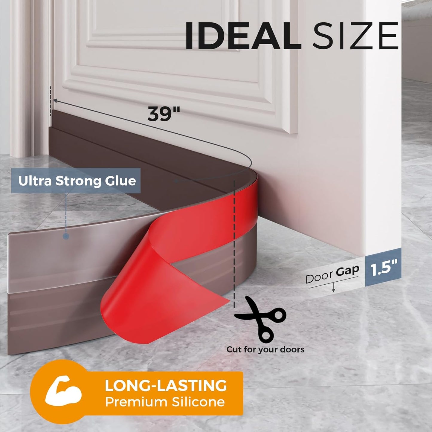 GroTheory 2 Pack Door Draft Stopper, Under Door Sweep for Exterior & Interior Doors, Weather Stripping Door Seal, Garage Window Blocker Noise Cold Air Insulation, Draft Guard Brown 2" W x 39" L