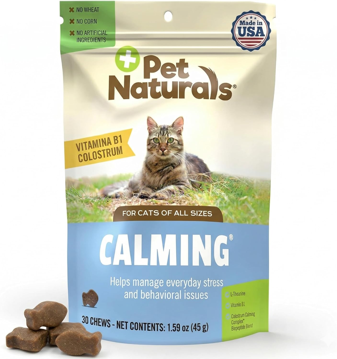 Pet Naturals Calming Chews for Cats, 30 Chews - Behavioral Support and Anxiety Relief for Travel, Boarding, Vet Visits and High Stress Situations