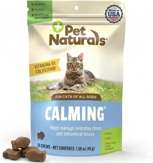 Pet Naturals Calming Chews for Cats, 30 Chews - Behavioral Support and Anxiety Relief for Travel, Boarding, Vet Visits and High Stress Situations