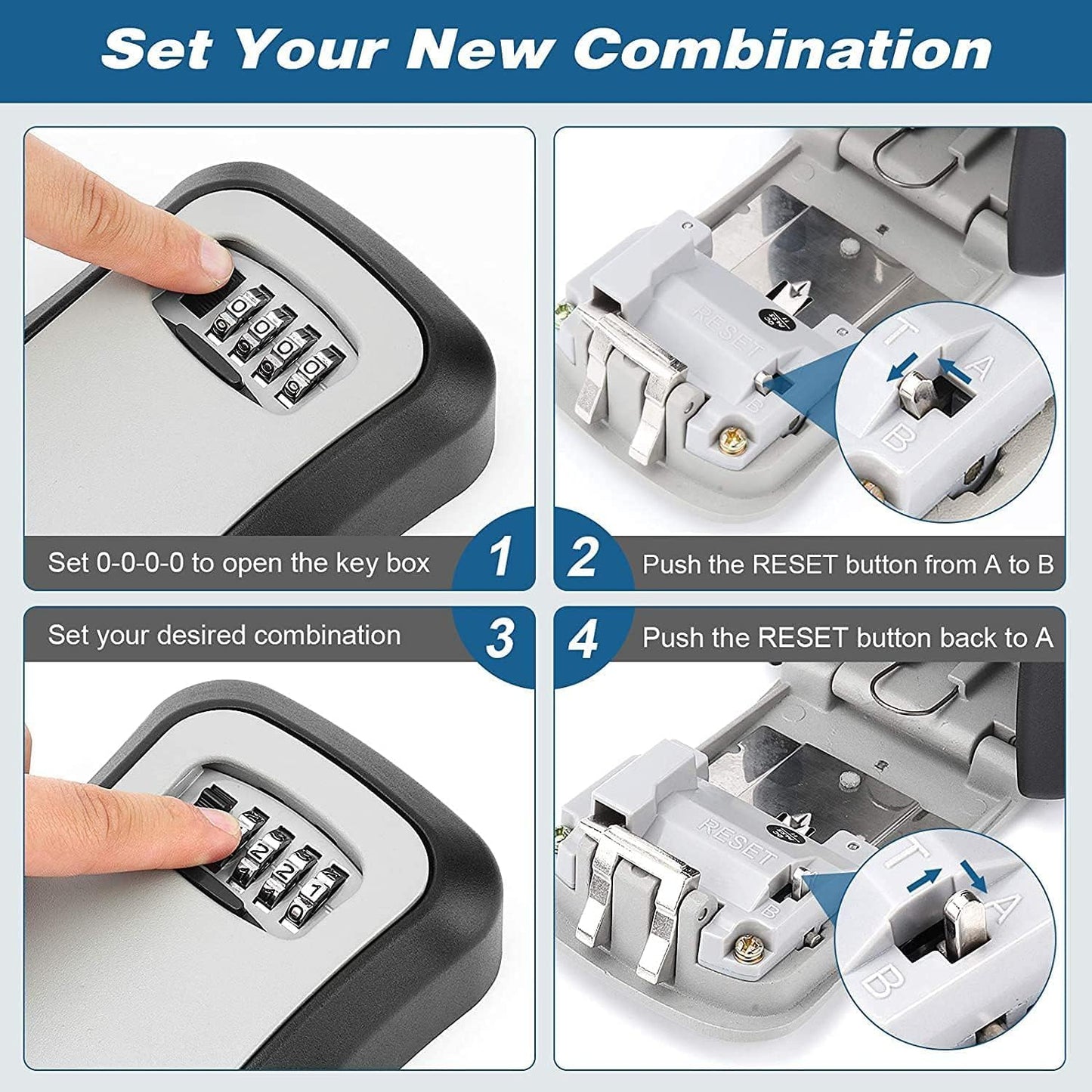 CROING Key Lock Box,Lock Box for House Key, 4-Digit Combination Security Lockbox, Portable Wall Mounted Storage Lock Box for Home, Office, Apartment Spare Key Storage (1 Pack)