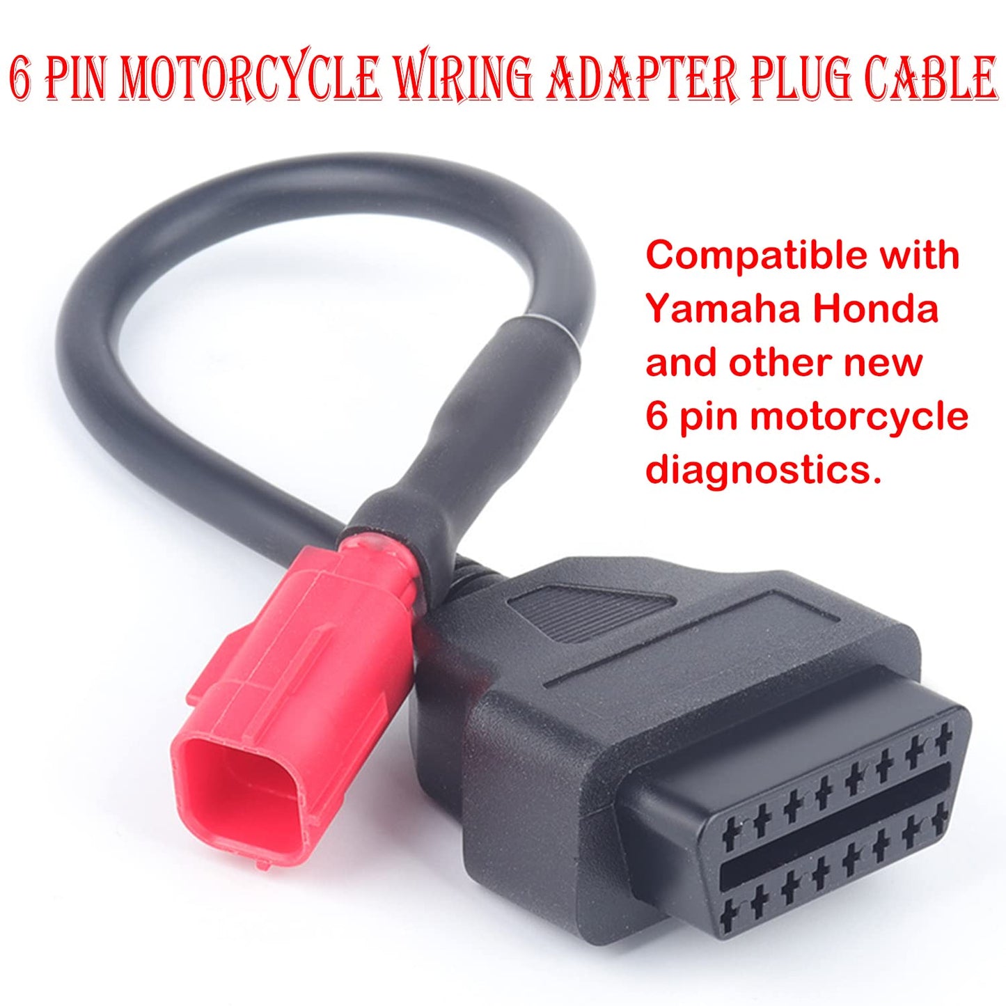 Motorcycle 6 Pin to OBDII 16 Pin Adapter Cable - OBD2 Diagnostic Cable Compatible With Yamaha Honda