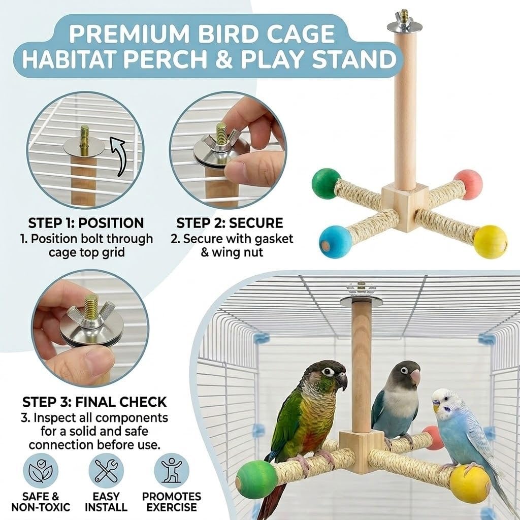 Bird Stand Perch Toy, Interactive Spinning Parakeet Toys